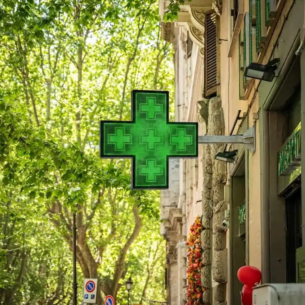 Croce a LED monocolore verde per farmacia